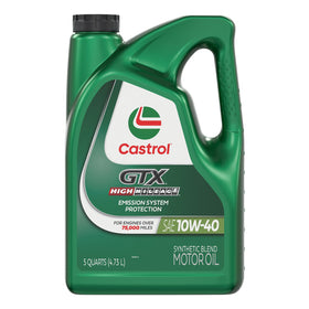 Castrol GTX front label showing product name and 5 quart size benefit