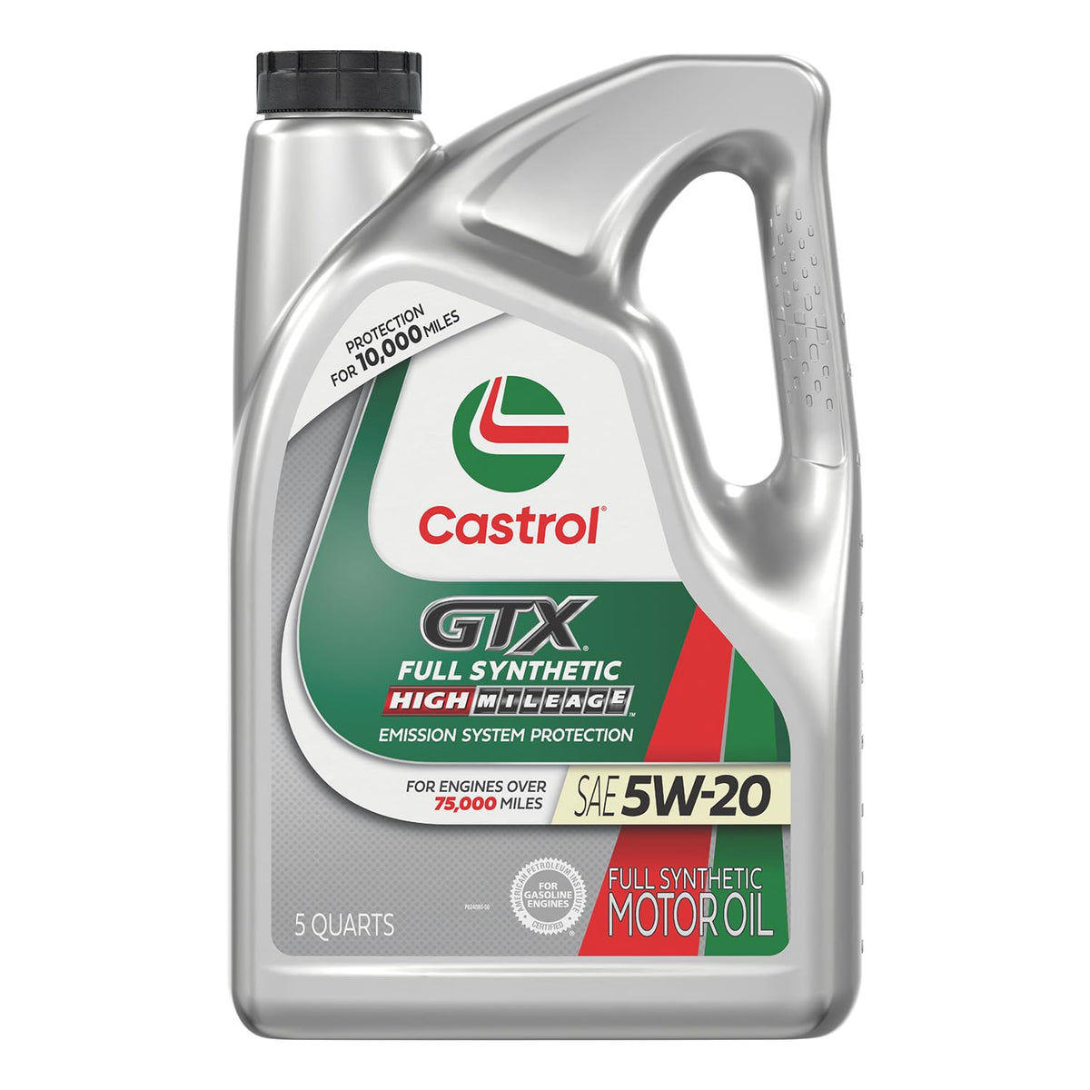 Castrol GTX full synthetic high mileage 5W-20 front label showing product and protection benefit