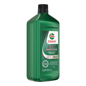 Close-up of Castrol GTX label highlighting specifications and benefits