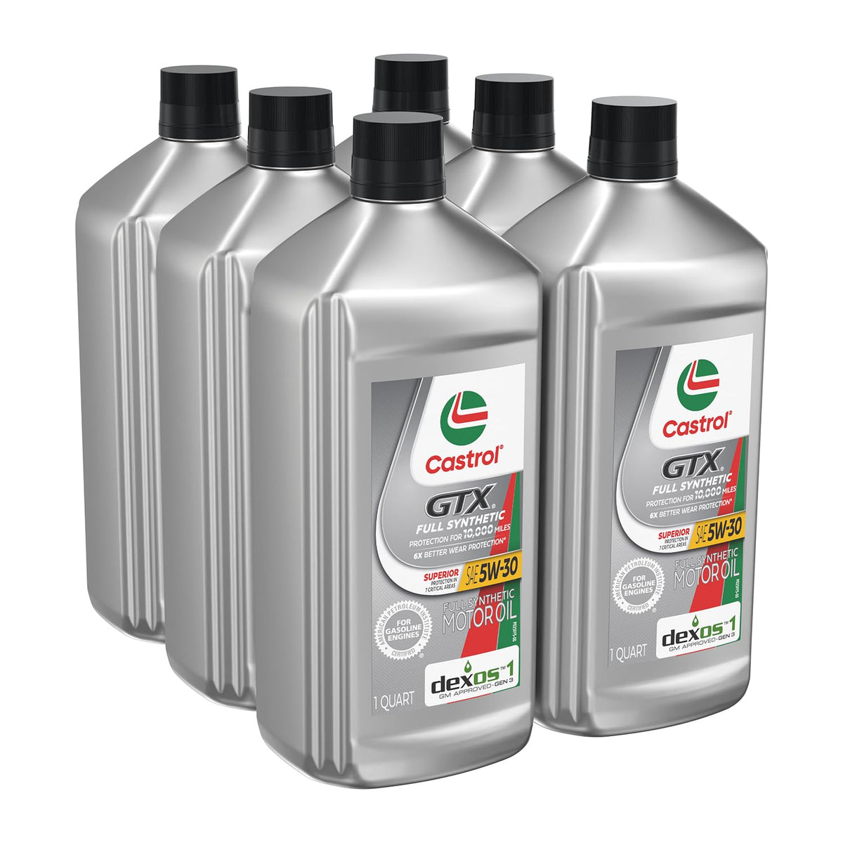 Boxed pack of six Castrol GTX quarts showing value and benefit of ready supply