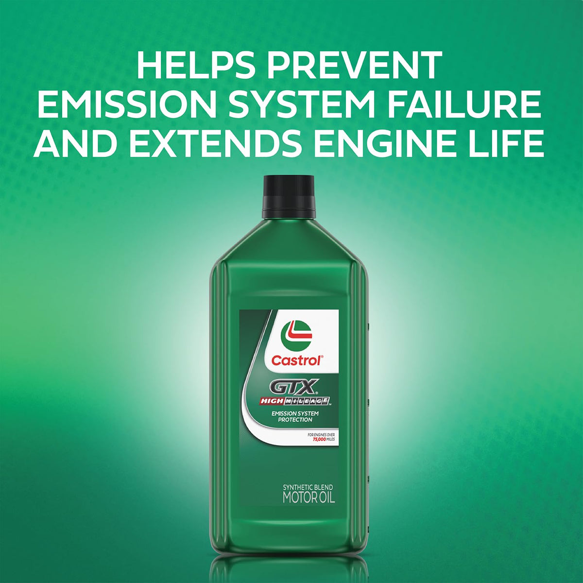 Side profile of Castrol GTX jug showing pour spout and product information for accuracy