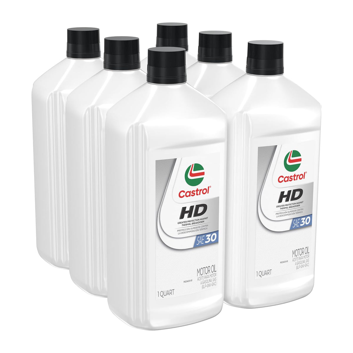 Castrol HD-30 close-up of bottle label and pour spout illustrating easy handling