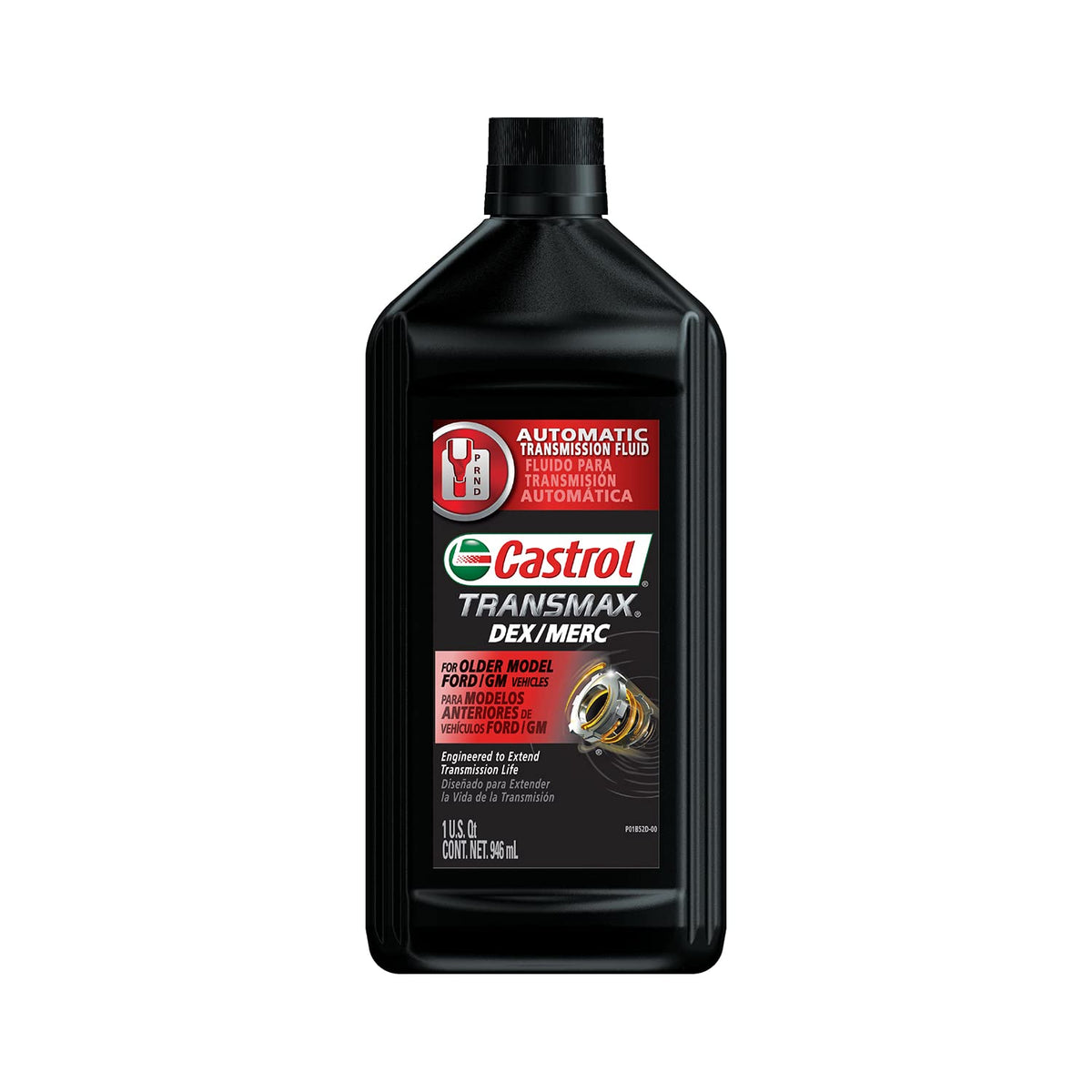 Castrol Transmax quart size next to a hand for scale and convenience