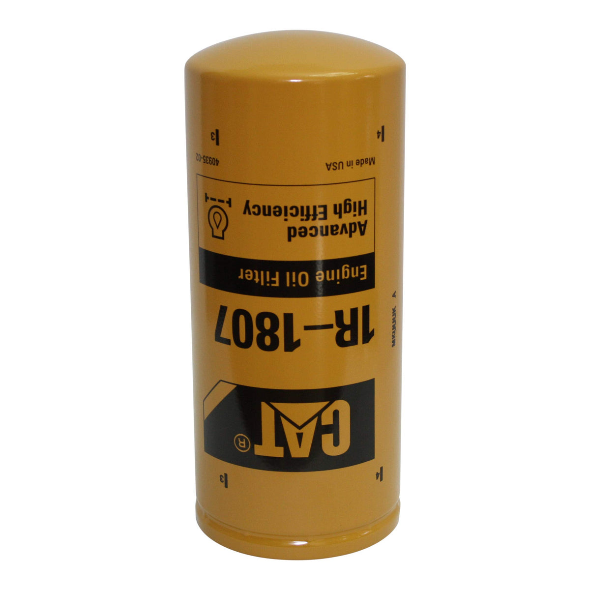 CAT 1R-1807 front view showing label and spin-on design for reliable protection