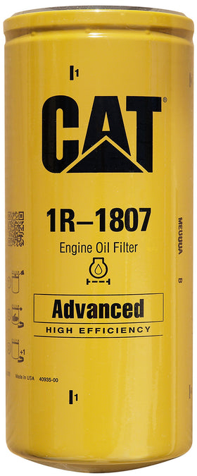 CAT 1R1807 front view showing label and seal, authentic OEM fit assurance