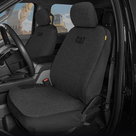 CAT installation image slipping cover over seat showing quick tool-free setup benefit