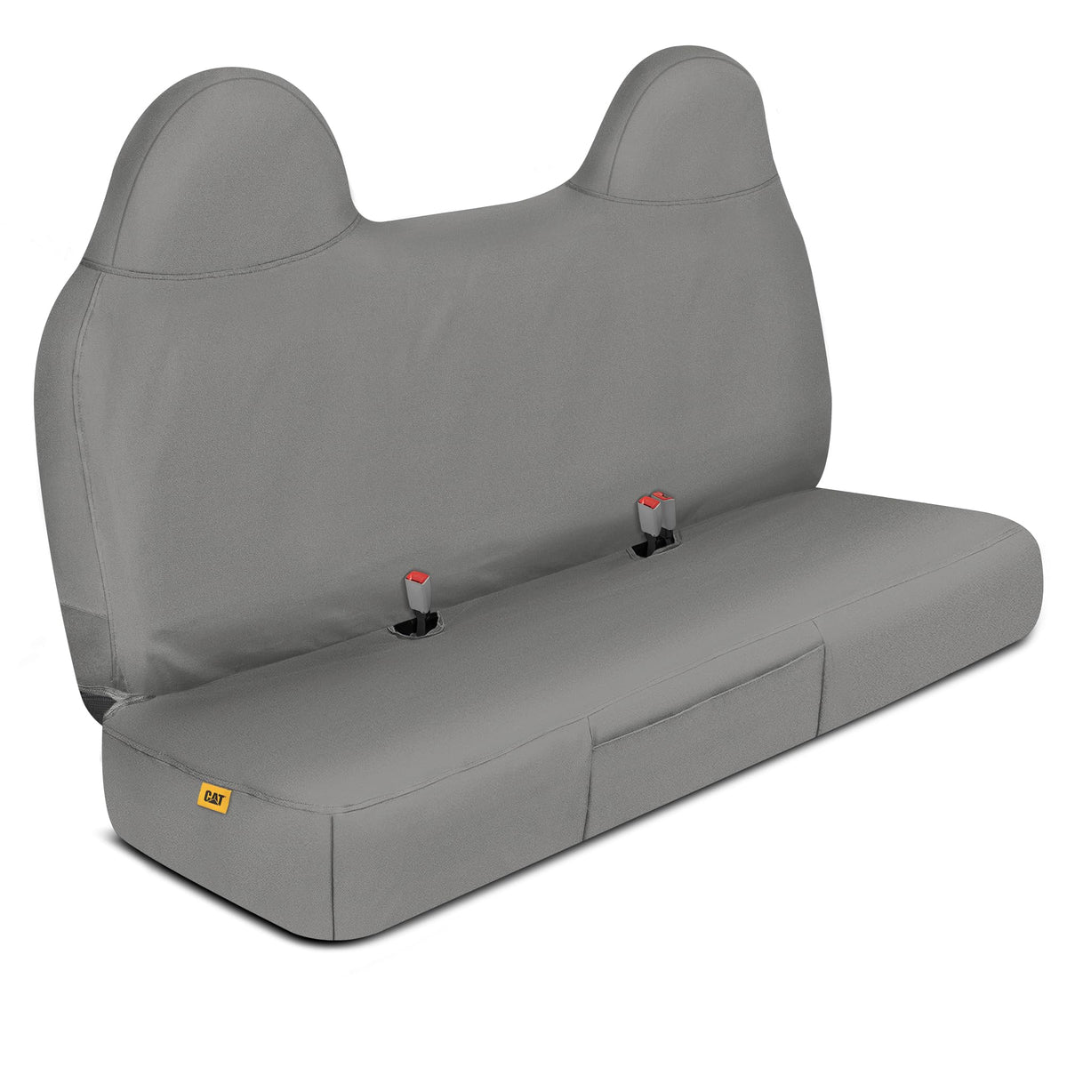 Cat front bench seat cover full front view showing protective fit and neat appearance