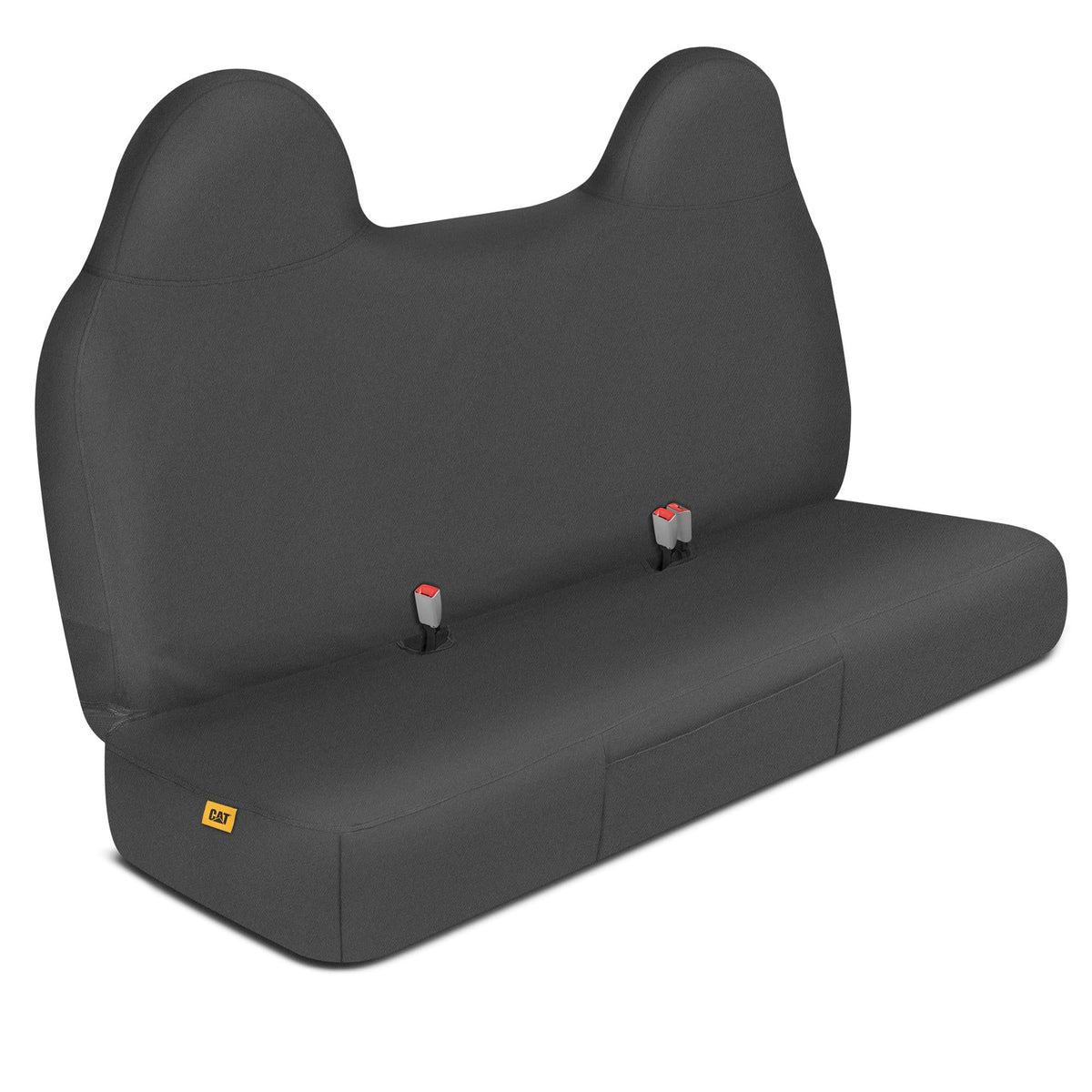 CAT front bench seat cover installed front view showing clean protection and practical look