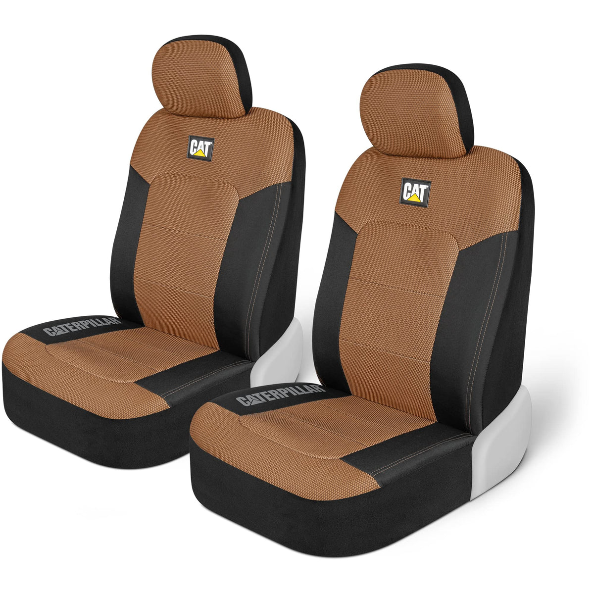 CAT front packaging showing set of two covers and included straps for protection