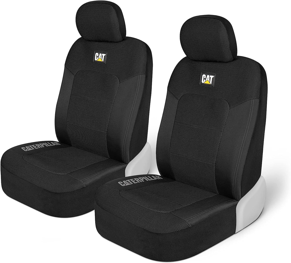 CAT front seat cover packaging showing included set and benefits