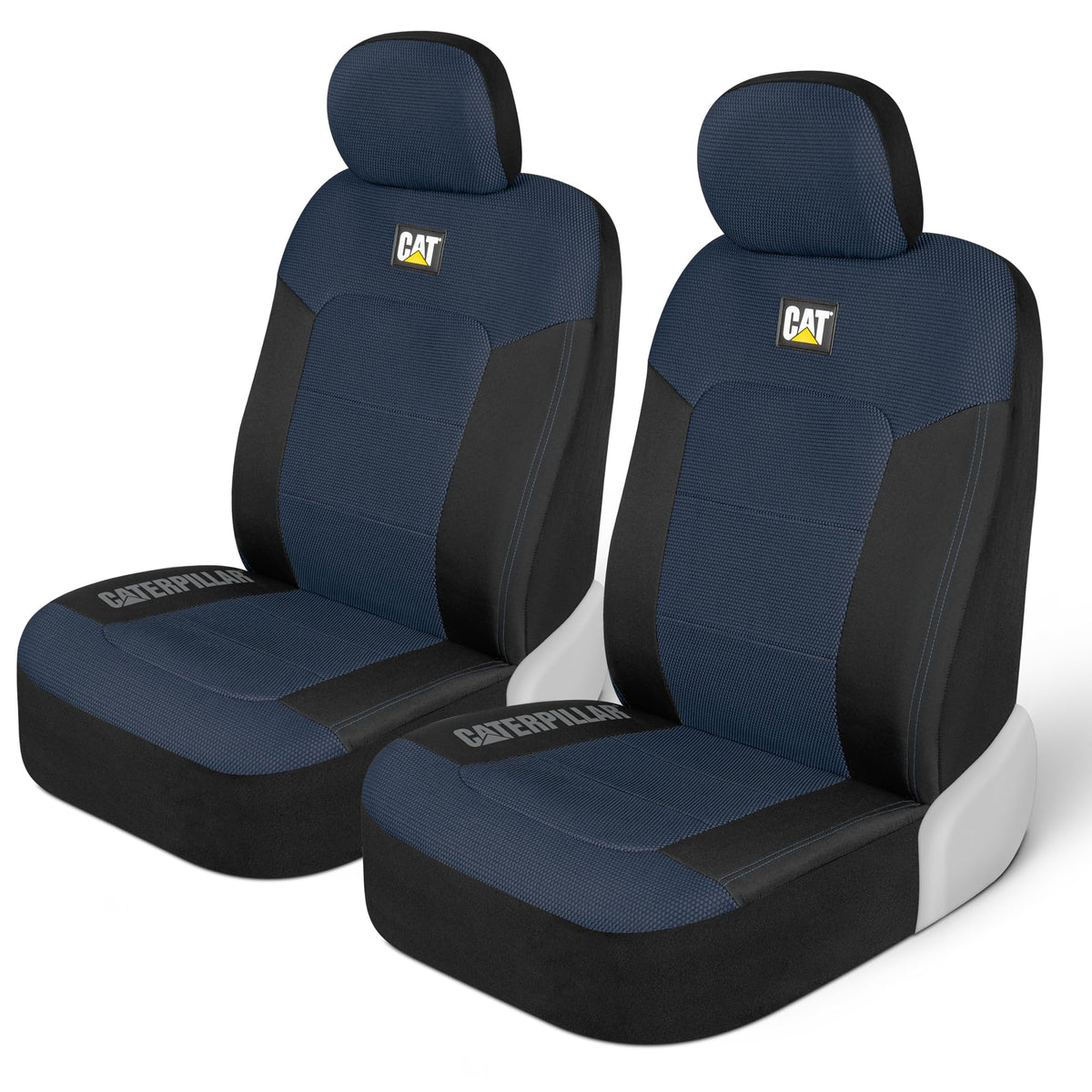 CAT MeshFlex front view showing two-tone blue covers and neat fit benefits protection
