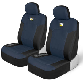 CAT MeshFlex front view showing two-tone blue covers and neat fit benefits protection