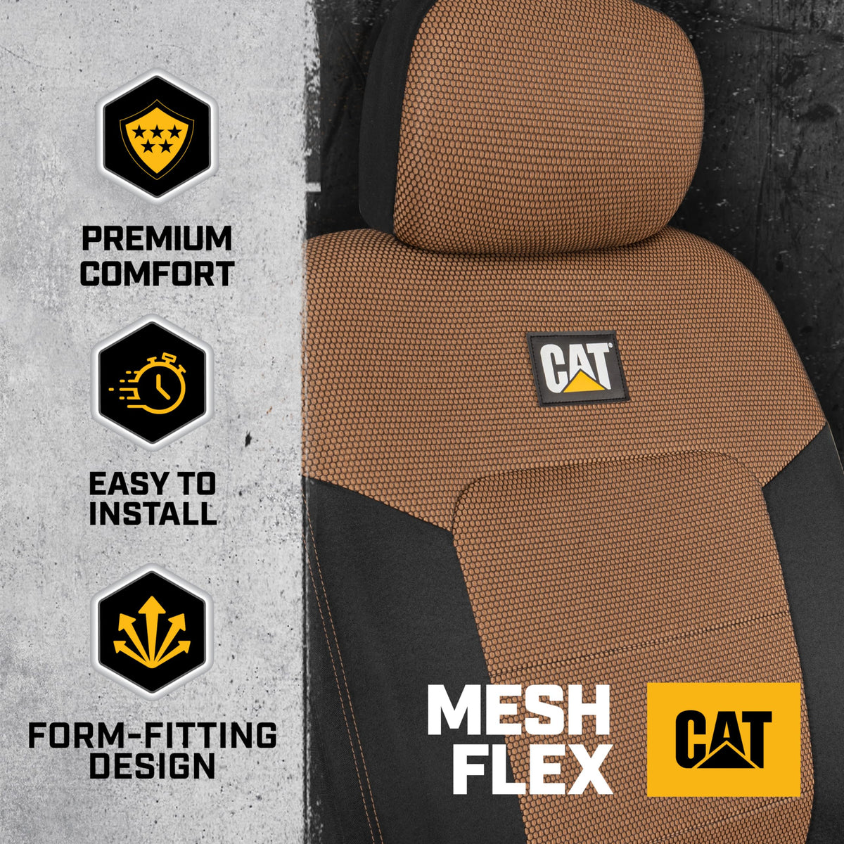 CAT installed on a vehicle front seat demonstrating snug form-fitting benefit