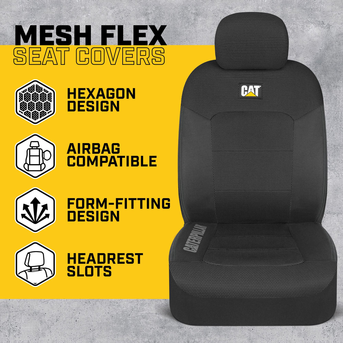 CAT mesh back close-up highlighting breathable honeycomb ventilation