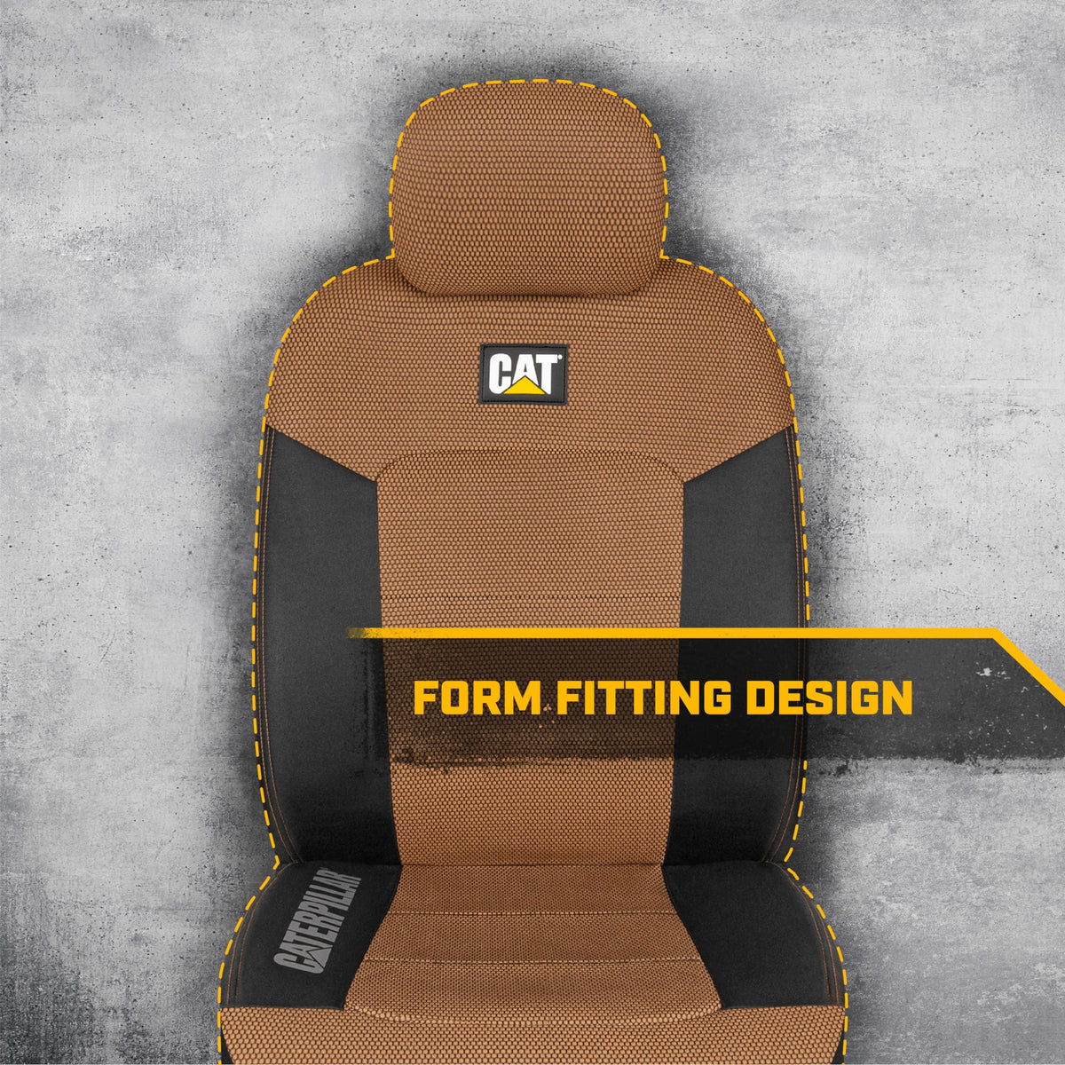 CAT seat next to ruler for size comparison to verify universal fit benefit