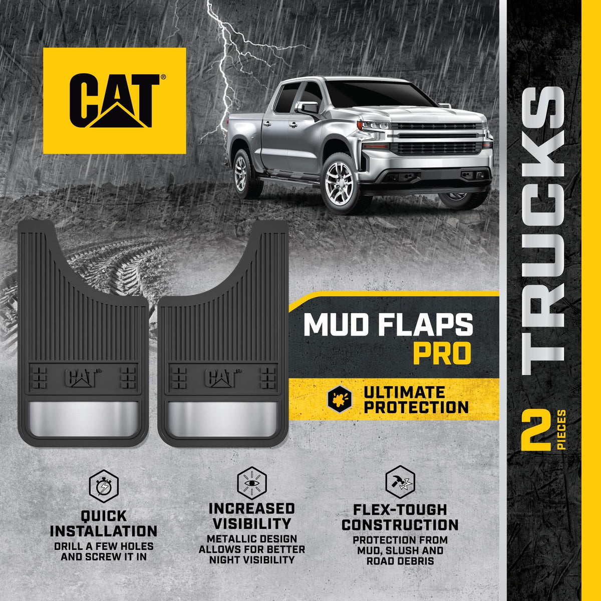 CAT mud flap close-up thickness showing durable rubber construction