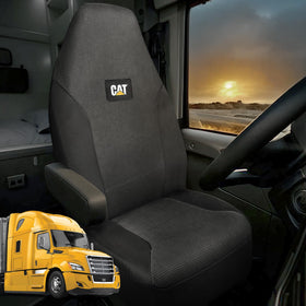 CAT front view of seat cover showing full coverage and professional look