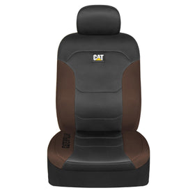 CAT seat cover in commuter vehicle highlighting stain protection