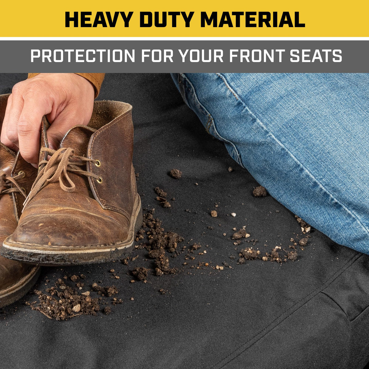 CAT seat cover non-slip backside view demonstrating stable anti-slip benefit