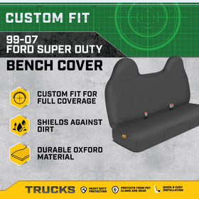 CAT seat cover utility pockets closeup holding tools for organized on-the-job storage