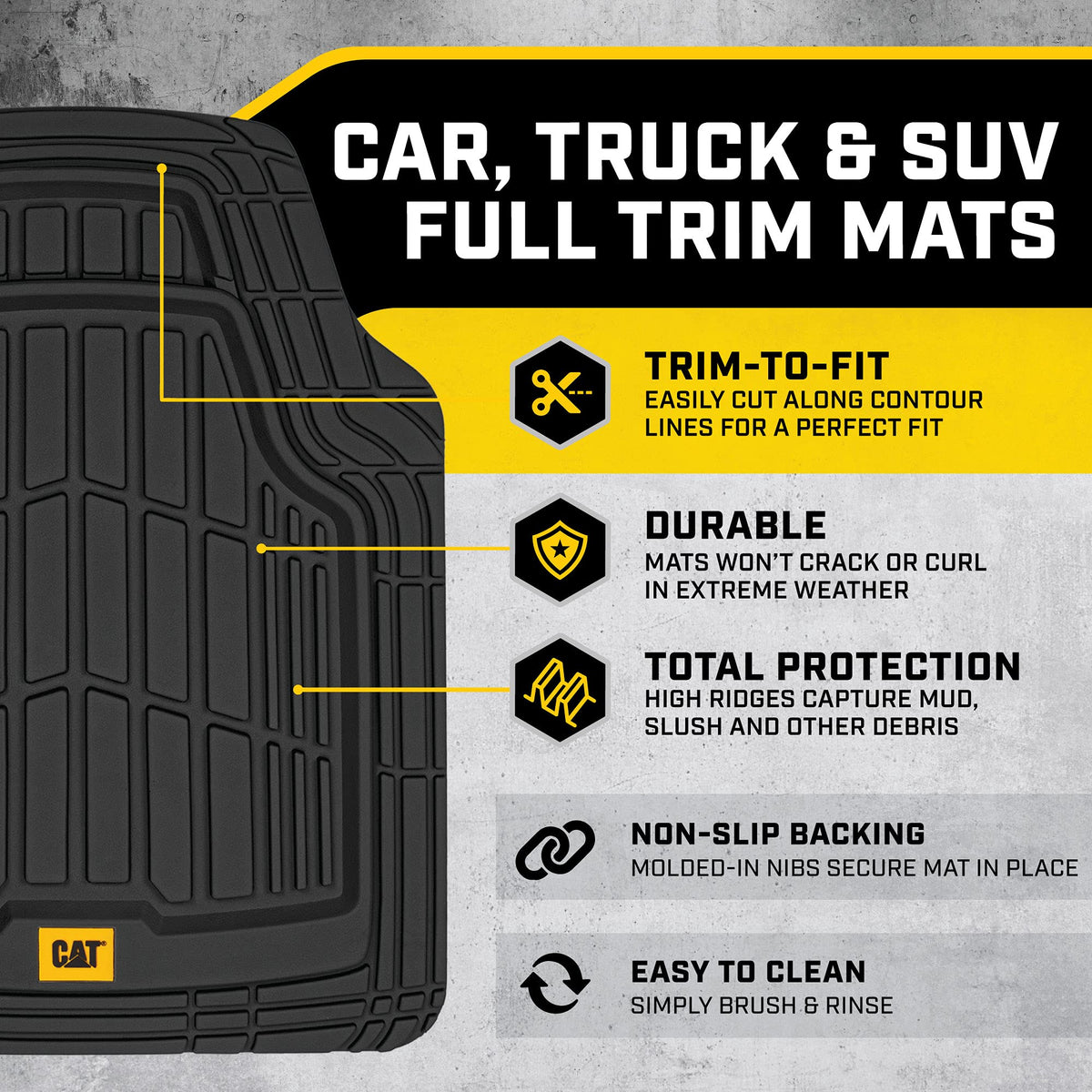 CAT ToughRide single-piece rear mat full-width protecting rear floor area