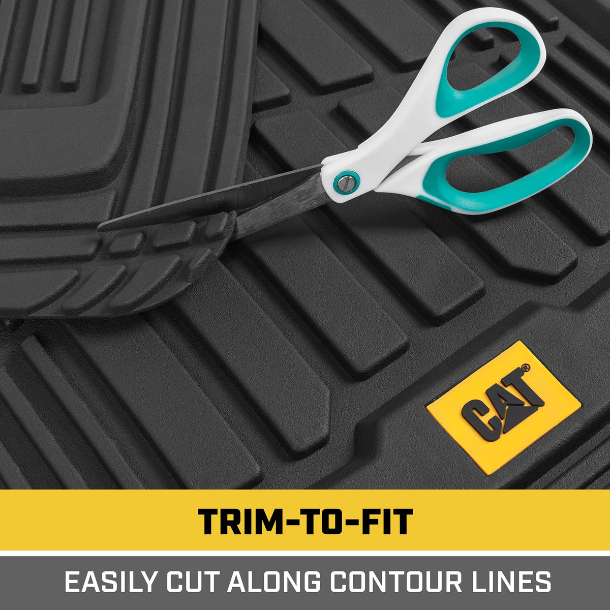 CAT ToughRide visible trim-line markings for easy custom fit with scissors
