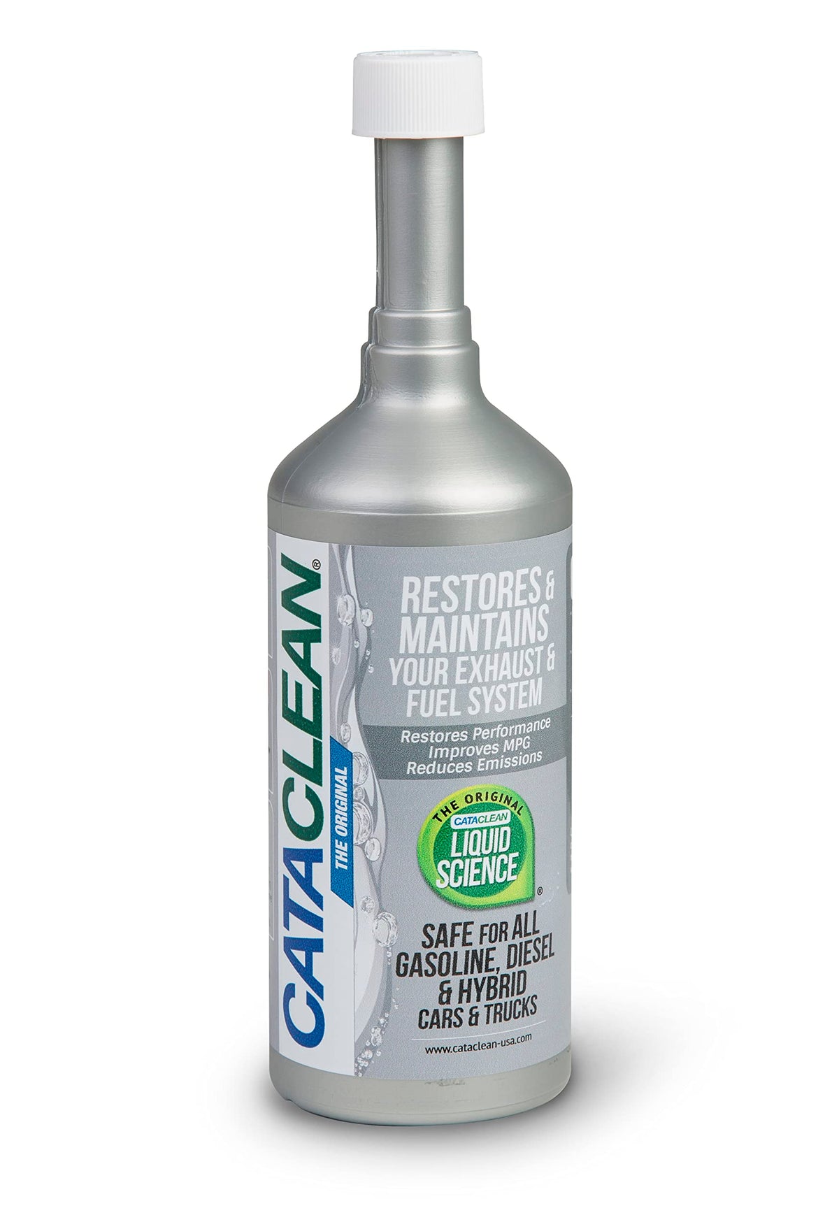 Cataclean front label on 16 oz bottle showing product name and usage benefit