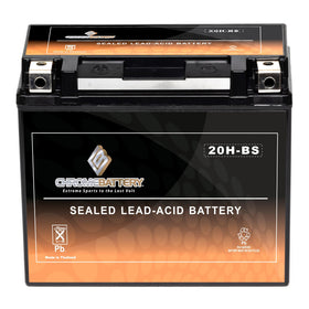 CB CHROMEBATTERY front view showing compact 12V 18Ah design and benefit of easy replacement