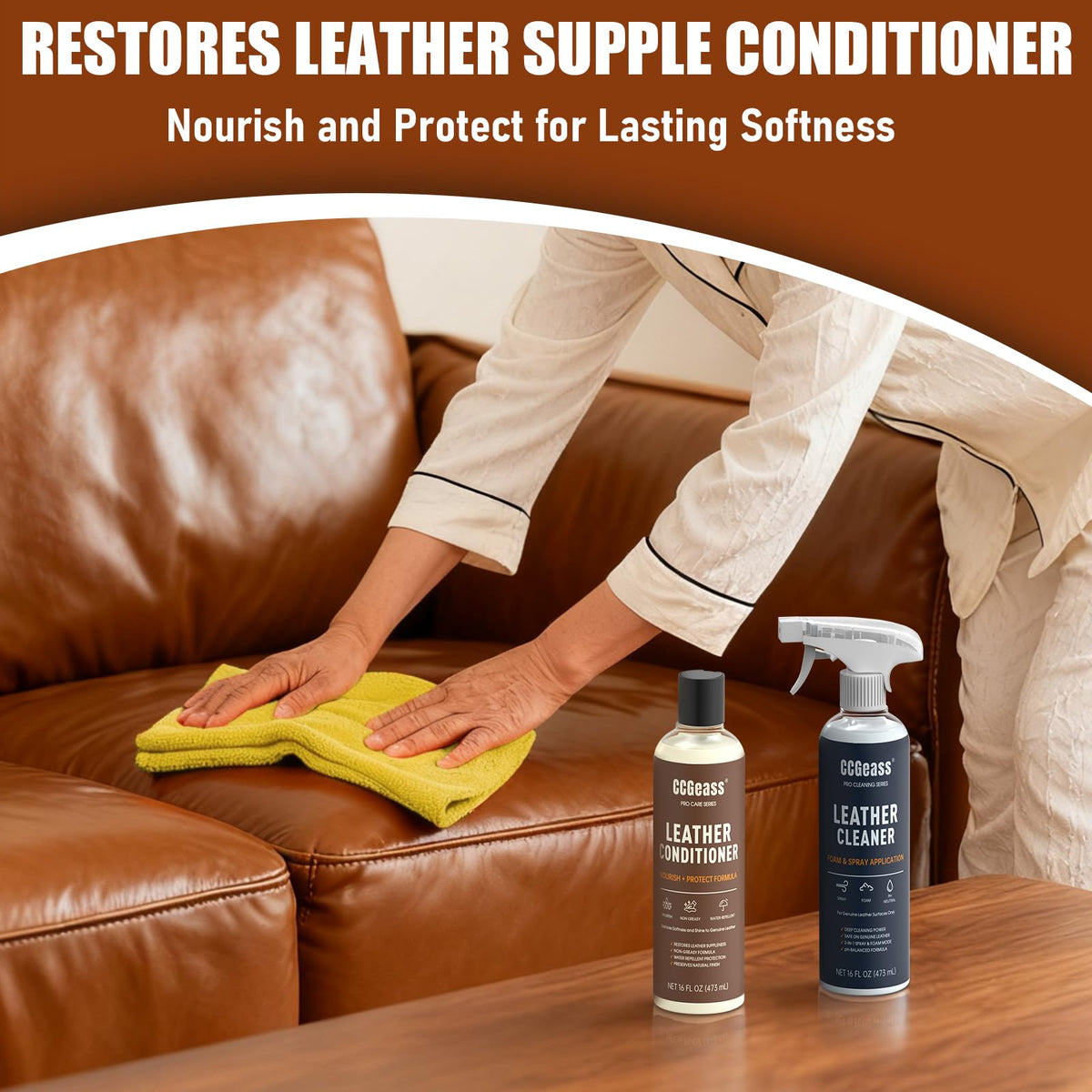 CCGeass cleaner before and after on car seat restoring visible cleanliness