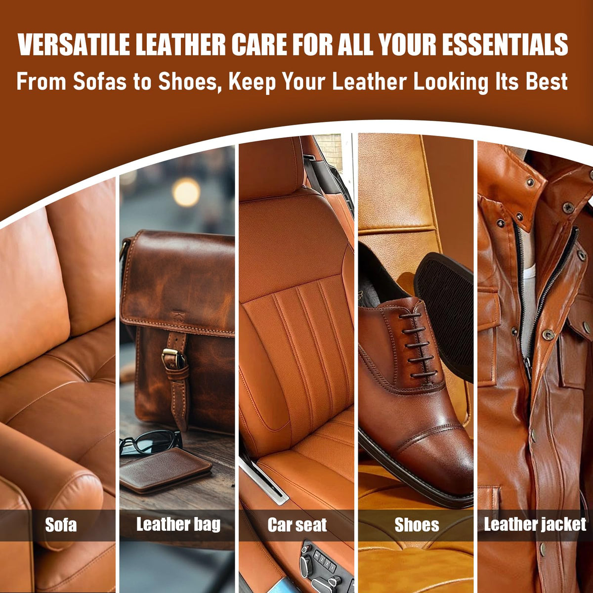 CCGeass conditioner applied to sofa to hydrate leather and prevent cracking