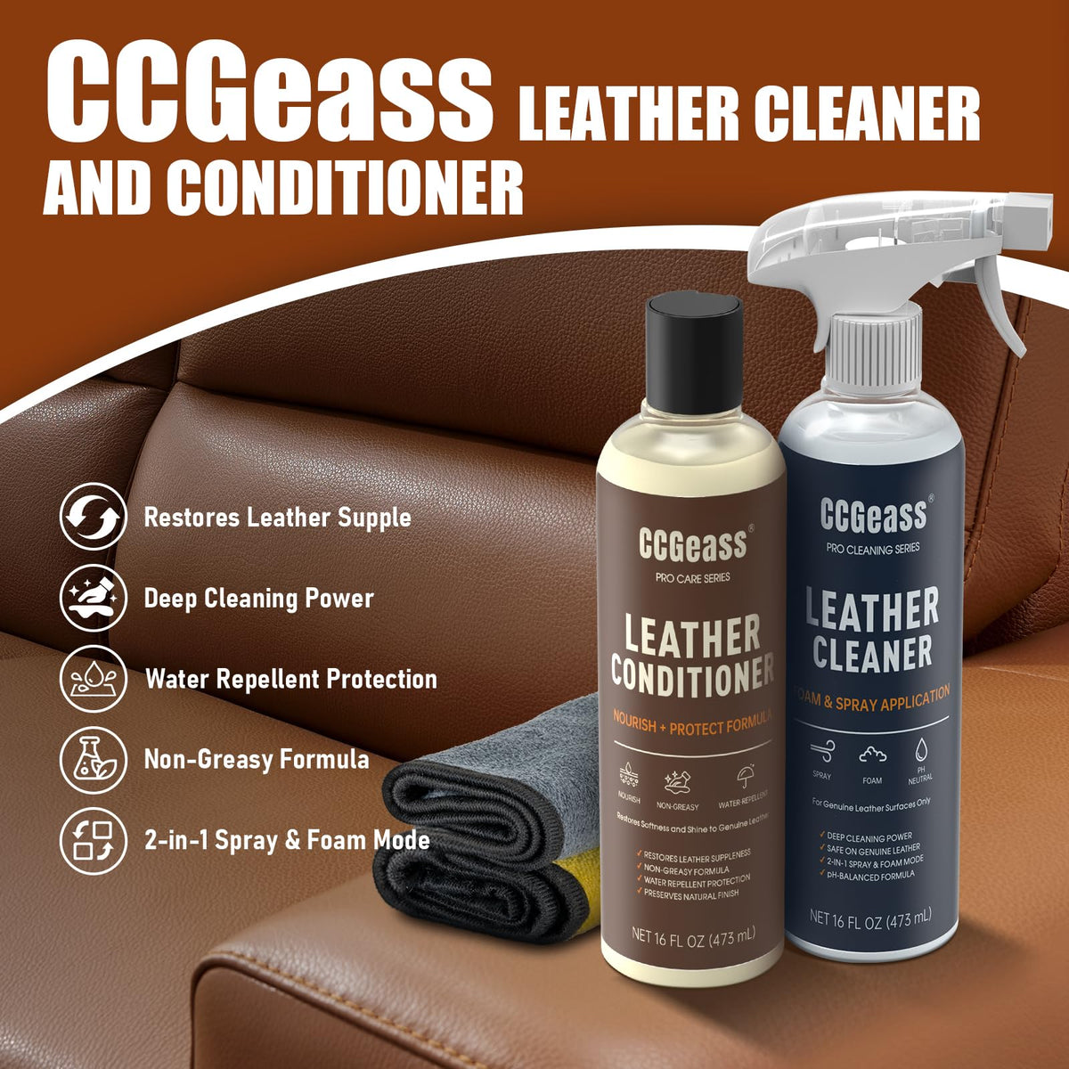 CCGeass foam cleaner dispenser close-up demonstrating controlled cleaning