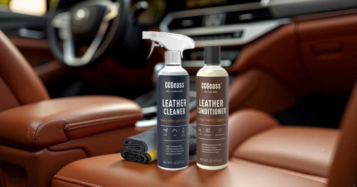 CCGeass lifestyle shot cleaning car interior for quick leather maintenance