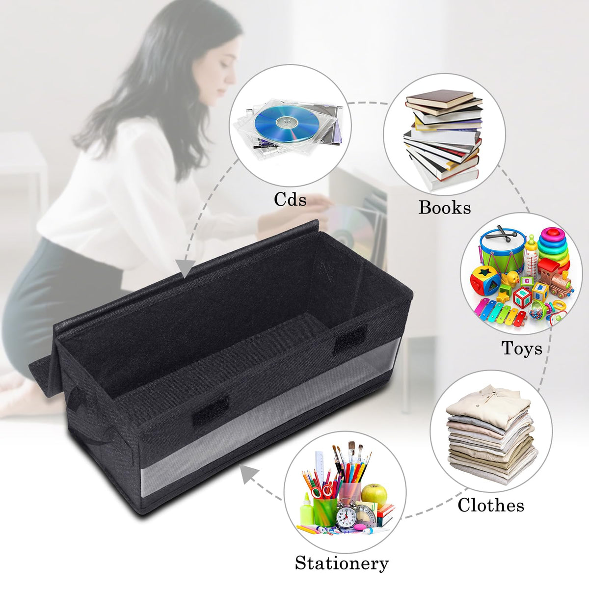 CCidea open lid revealing organized CDs inside for quick access and dust protection