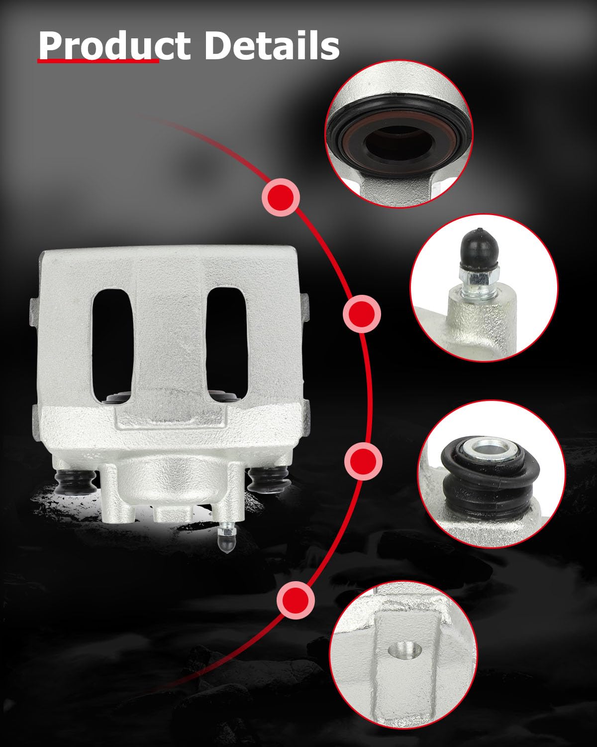cci yu caliper mounting hardware laid out to show included bolts and fittings for straightforward installation