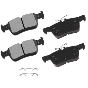 cciyu front packaging of D1665 rear pads showing kit and benefit low noise