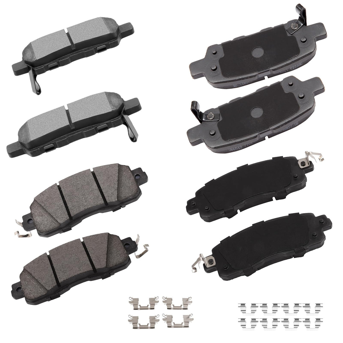 cciyu front and rear kit packed showing all eight pads and box, clear fitment benefit