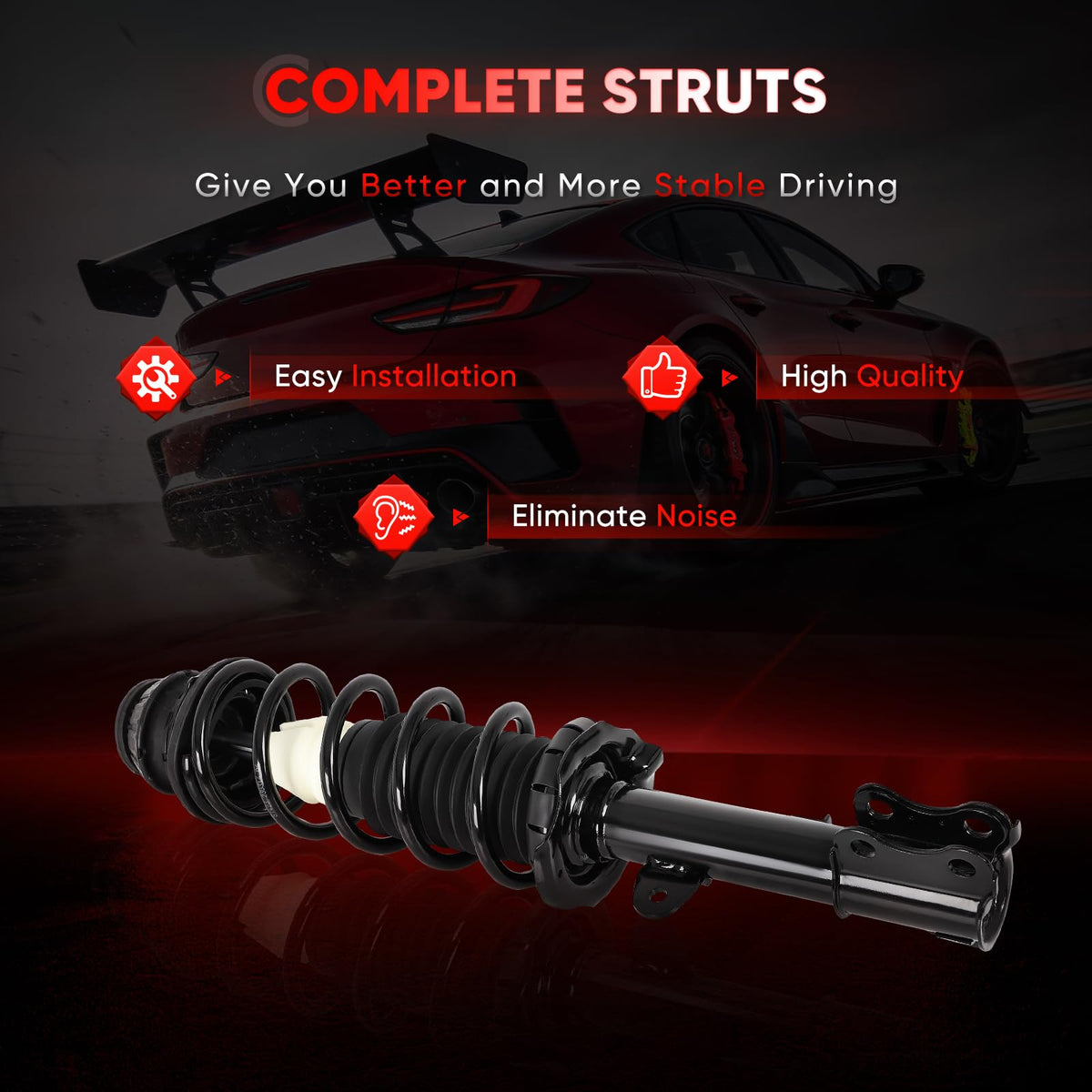 cciyu front strut side profile highlighting integrated spring for consistent damping