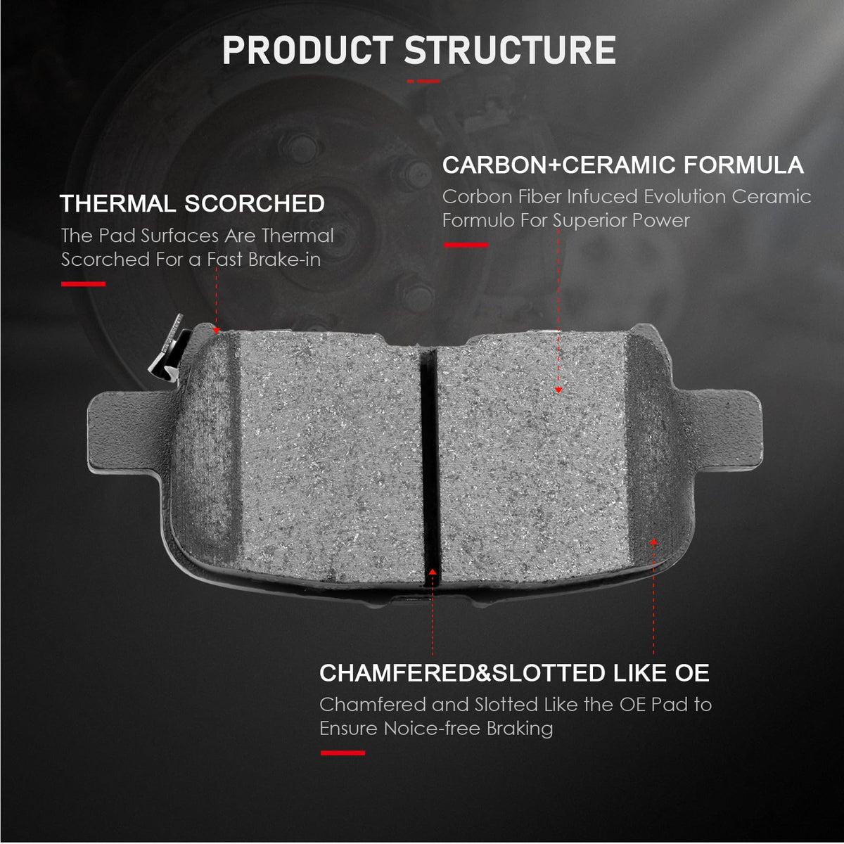 cciyu pad face close-up revealing ceramic texture and noise-reducing slots