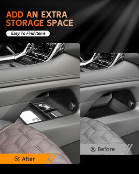 CDEFG side-angle installed tray preventing rattles and organizing items