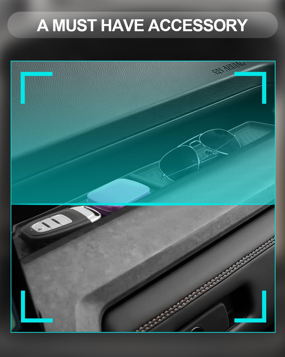 CDEFG tray next to smartphone showing scale and extra space benefit
