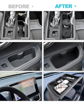 CDEFG cupholders installed in console securing drinks and preventing spills