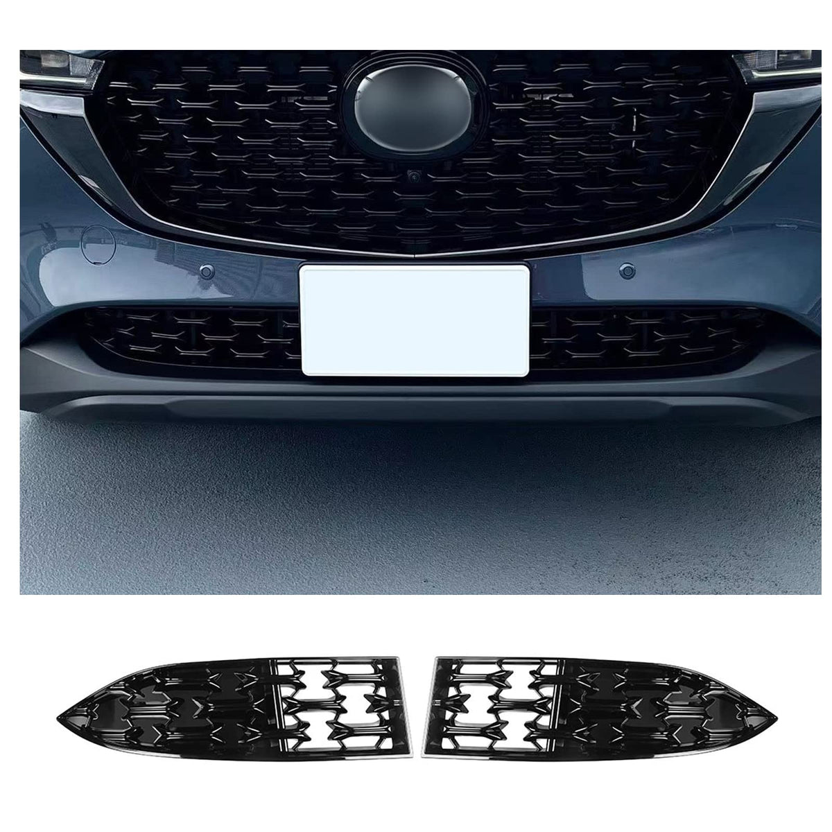 CDEFG front grill insert full view on CX-5 showing clean lower bumper upgrade