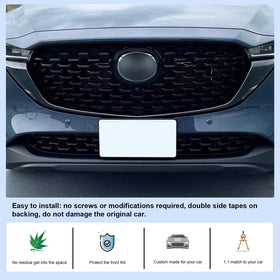 CDEFG grille insert installed on CX-5 during DIY fitment demonstrating easy install