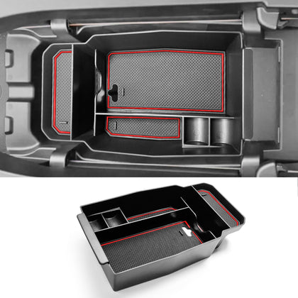 CDEFG front view of CX-50 console organizer showing neat storage benefits