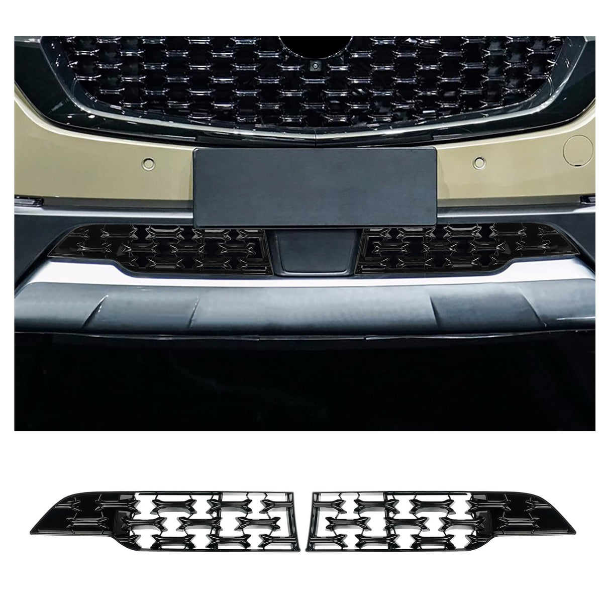 CDEFG front view of CX-50 grill inserts showing clean fitted appearance and improved aesthetics