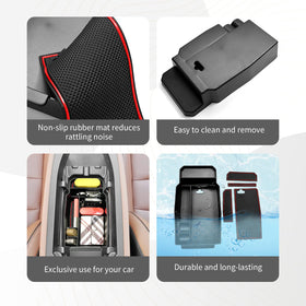 CDEFG nonslip mats inside tray keeping items secure during driving benefit