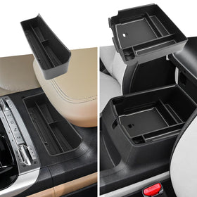 CDEFG front view of console tray showing organized compartments for quick access
