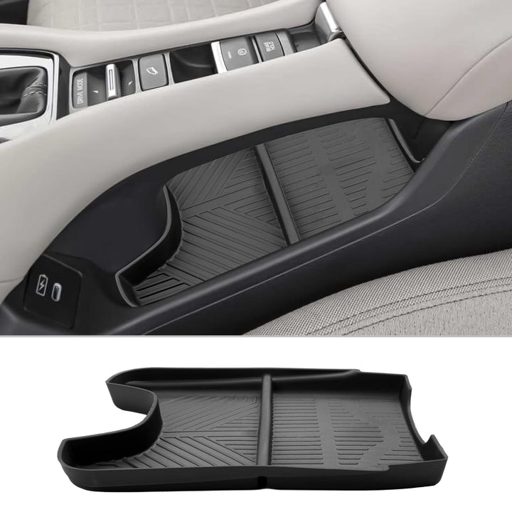 CDEFG front view of center console organizer showing neat storage benefit