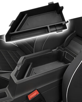 CDEFG tray front view showing neat compartments and improved organization