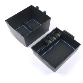 CDEFG front view of tray installed in Maverick console showing clean storage benefit